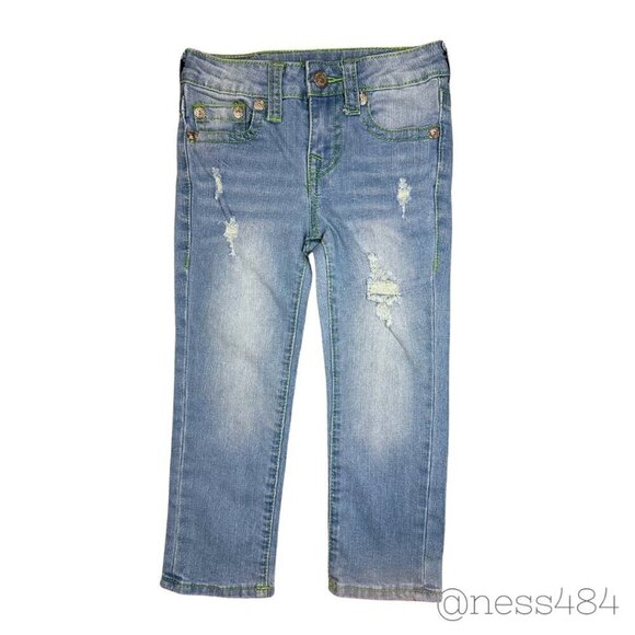 Youth True Religion Distressed Geno Relaxed Slim Jeans Size 4x17 - Picture 1 of 7